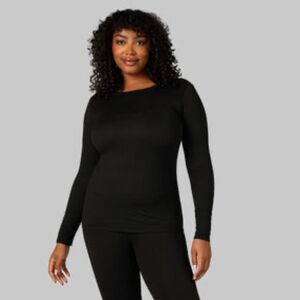 NWT 32 Degrees Lightweight Scoop neck Base Layer Long Sleeve Tee in Black XS (2)